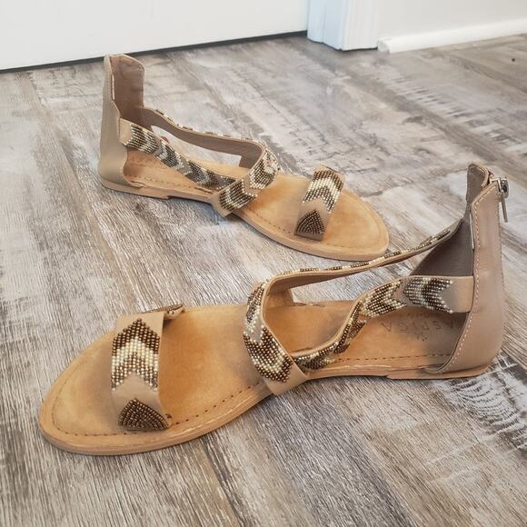 Aspiga Hand Crafted Women's Tan Carrie Beaded Sandals Size 8.5 (40) - Picture 3 of 8